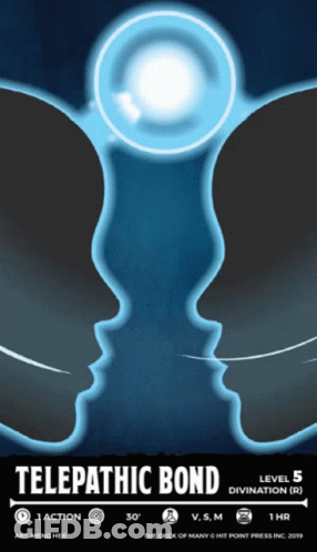 A Poster That Says Telepathic Bond Level 5 Divination R GIF