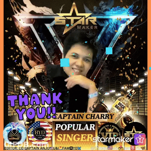 A Poster That Says ' Thank You Captain Charry Popular Singer Starmaker ' GIF