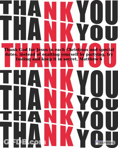 A Poster That Says " Thank You " In Black And Red GIF