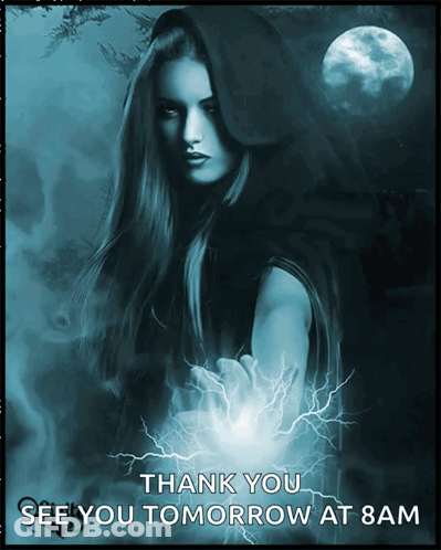 A Poster That Says Thank You See You Tomorrow At 8Am On It GIF