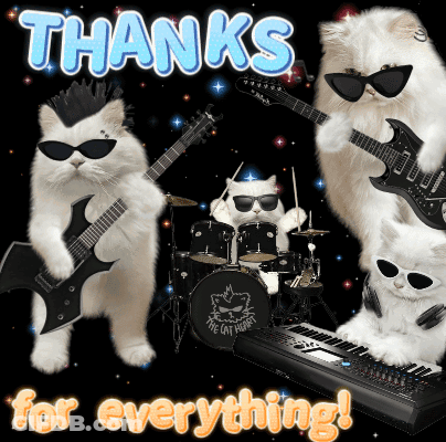 A Poster That Says Thanks For Everything With Cats On It GIF