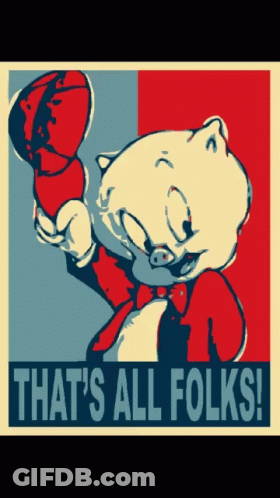A Poster That Says That 'S All Folks With A Cartoon Pig GIF