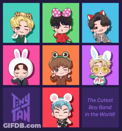 A Poster That Says ' The Cutest Boy Band In The World ' On The Bottom GIF