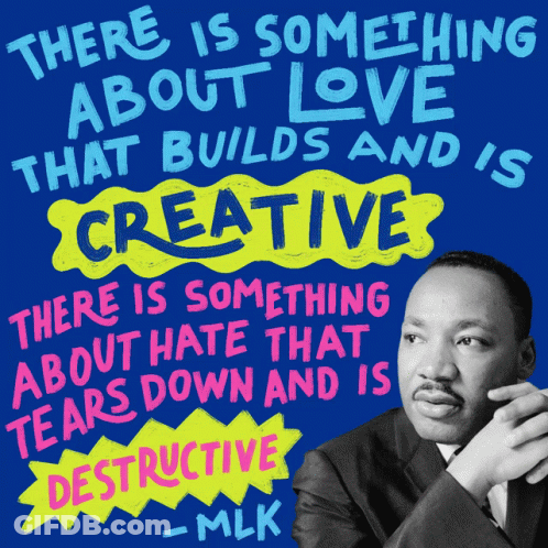 A Poster That Says There Is Something About Love That Builds And 'S Creative GIF