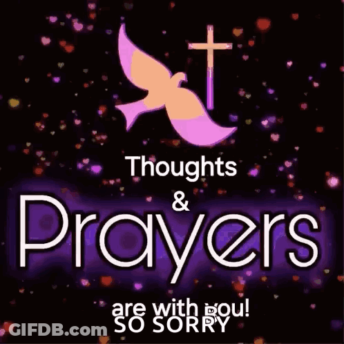 A Poster That Says Thoughts And Prayers Are With You ! So Sorry GIF