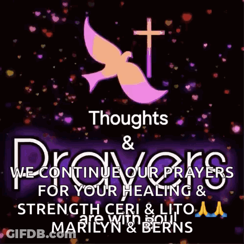 A Poster That Says Thoughts And Prayers For Your Healing And Strength GIF