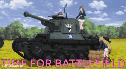 A Poster That Says Time For Battlefield With A Tank GIF