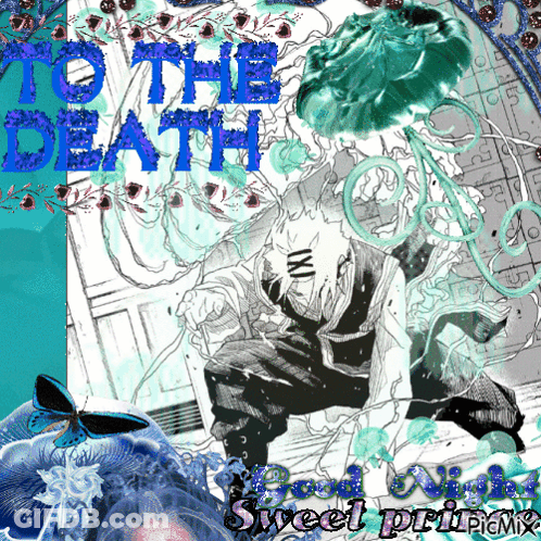 A Poster That Says To The Death With A Drawing Of A Man GIF
