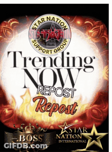 A Poster That Says " Trending Now Repost " On It GIF