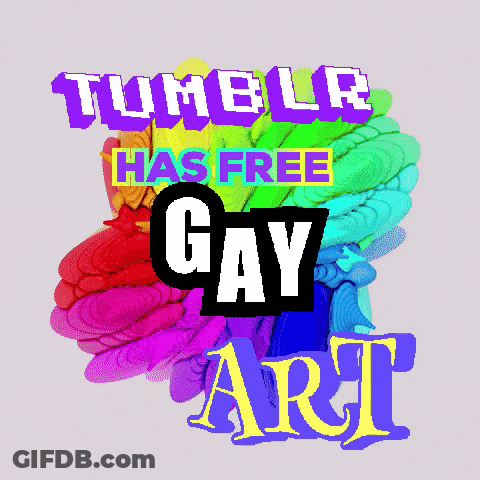 A Poster That Says Tumblr Has Free Gay Art With A Rainbow Background GIF