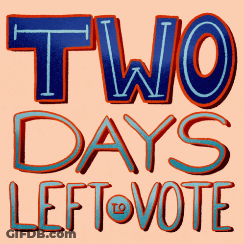 A Poster That Says Two Days Left To Vote On It GIF