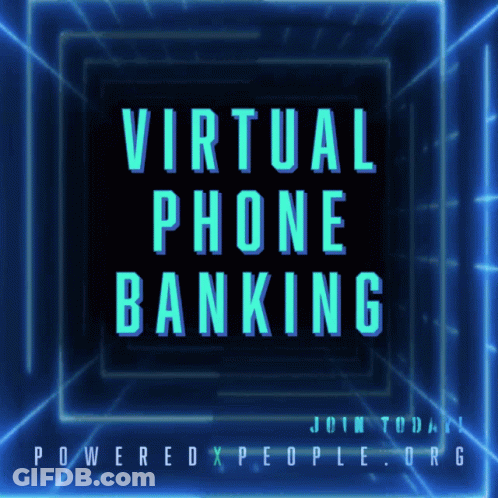 A Poster That Says Virtual Phone Banking In Blue GIF