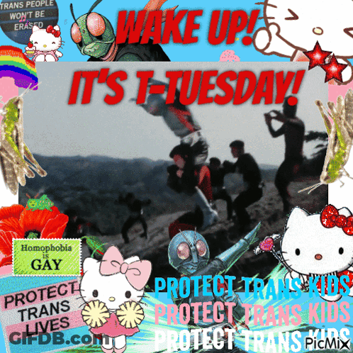 A Poster That Says " Wake Up It 'S T-Tuesday " On It GIF