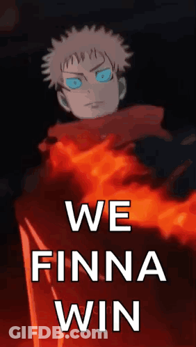 A Poster That Says We Finna Win With A Cartoon Character GIF