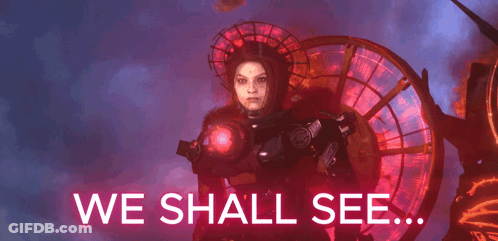 A Poster That Says We Shall See With A Woman On It GIF
