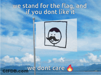 A Poster That Says We Stand For The Flag And If You Don T Like It We Dont Care GIF