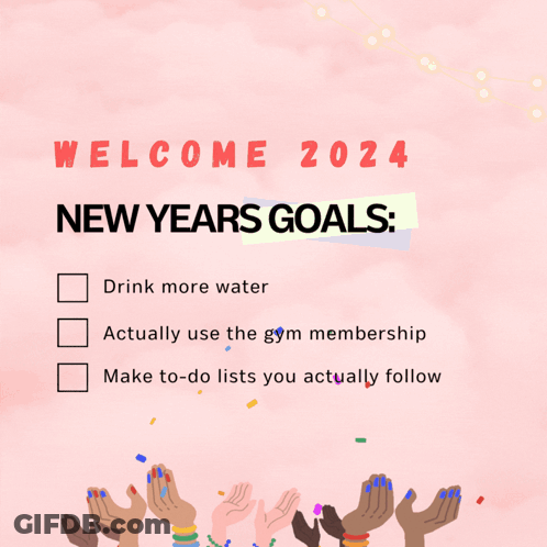 A Poster That Says Welcome 2024 New Years Goals GIF