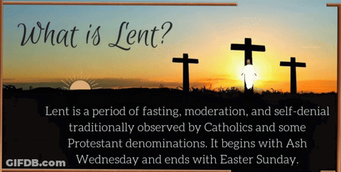 A Poster That Says What Is Lent With Three Crosses In The Background GIF