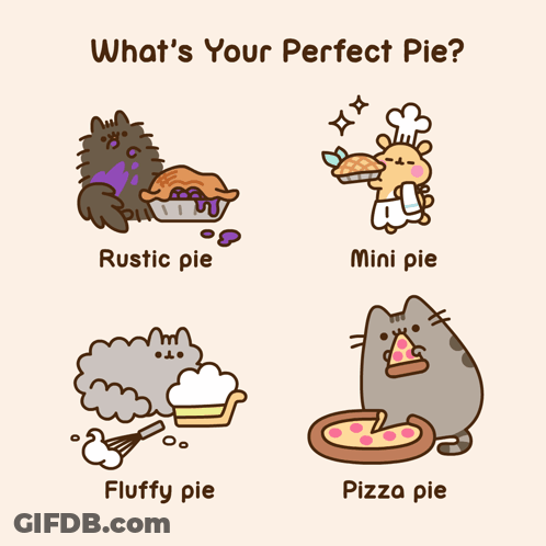 A Poster That Says What 'S Your Perfect Pie Rustic Pie Fluffy Pie Mini Pie Pizza Pie GIF