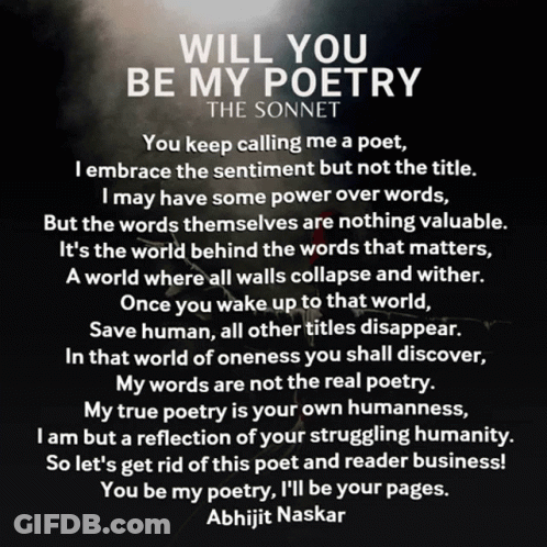 A Poster That Says Will You Be My Poetry On It GIF