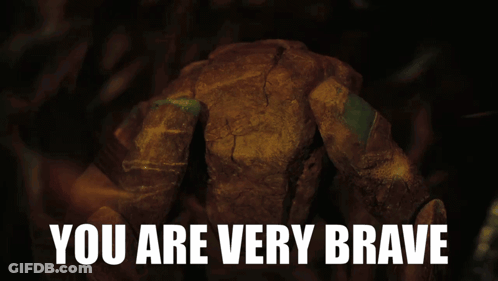 A Poster That Says You Are Very Brave With A Rock In The Background GIF