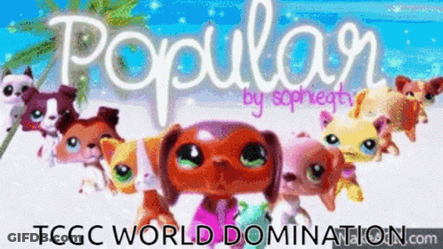 A Poster With A Bunch Of Littlest Pet Shop Dogs And Cats GIF