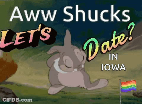 A Poster With A Bunny And The Words Aww Shucks Let 'S Date GIF