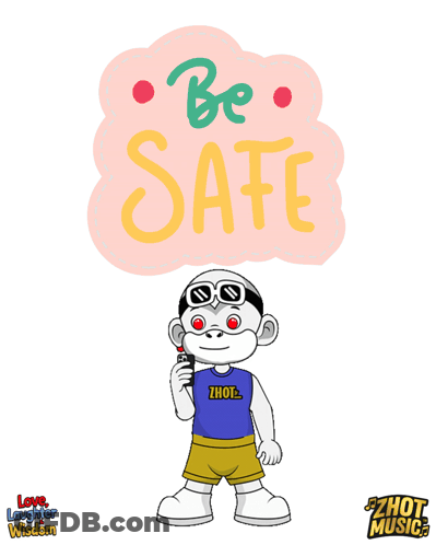 A Poster With A Cartoon Character And The Words Be Safe GIF