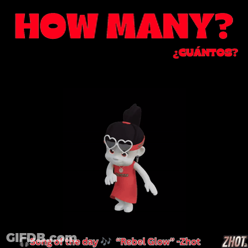 A Poster With A Cartoon Character And The Words " How Many " GIF