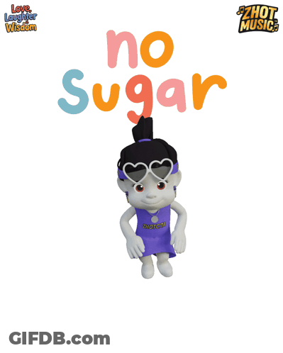 A Poster With A Cartoon Girl And The Words No Sugar On It GIF