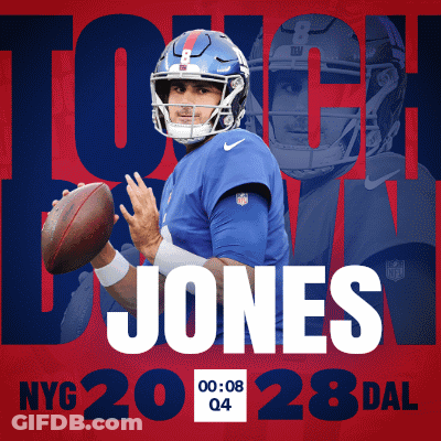 A Poster With A Football Player And The Name Jones On It GIF