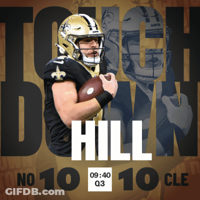 A Poster With A Football Player Holding A Football And The Words Touch Down Hill GIF
