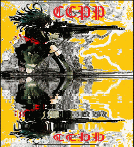 Girl Holding Gun With CCPD Text Poster GIF