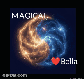A Poster With A Heart And The Words Magical And Bella On It GIF