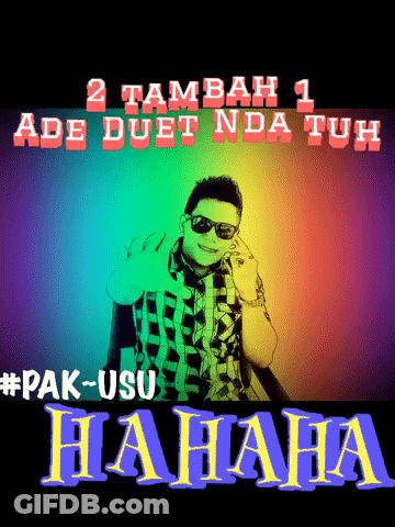 A Poster With A Man And The Words 2 Tambah 1 Ade Duet Nda Tuh GIF