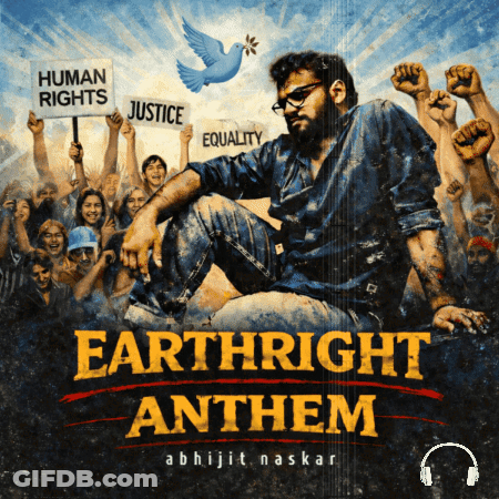 A Poster With A Man Holding A Sign That Says Human Rights On It GIF
