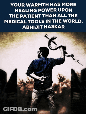 A Poster With A Man Holding A Snake And The Words Your Warmth Has More Healing Power Than All The Medical Tools In The W GIF