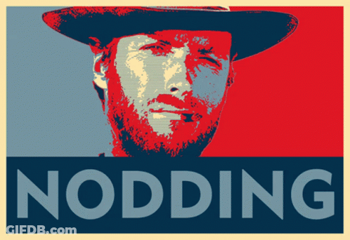 A Poster With A Man In A Hat And The Word Nodding On It GIF