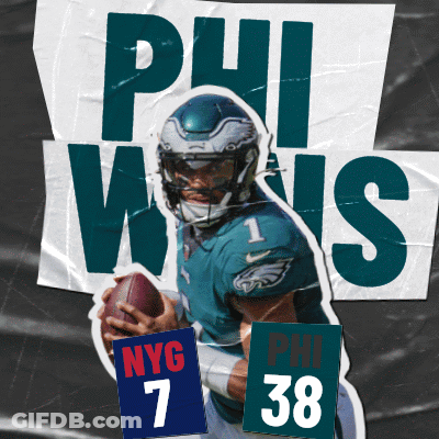 A Poster With A Picture Of A Football Player And The Words Phil Wins Above Him GIF
