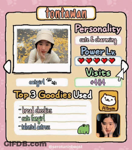 A Poster With A Picture Of A Girl And A List Of Top 3 Goodies Used GIF