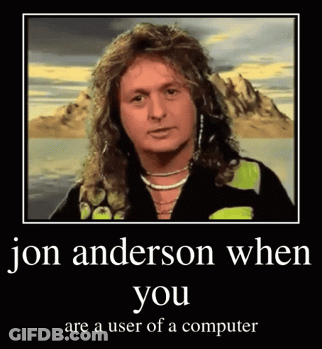 A Poster With A Picture Of A Man And The Words Ion Anderson When You Are A User Of A Computer GIF