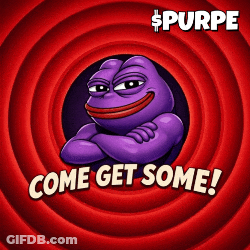 A Poster With A Purple Frog And The Words Come Get Some On It GIF