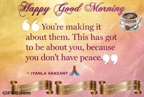 A Poster With A Quote From Iyanla Vanzant And A Cup Of Coffee GIF