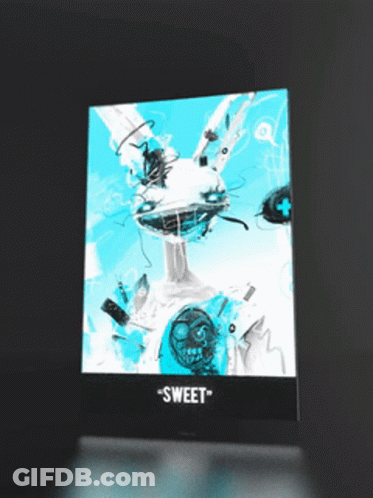 A Poster With A Rabbit On It That Says Sweet On It GIF