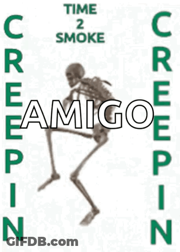 A Poster With A Skeleton On It That Says Time 2 Smoke Amigo Creepin GIF