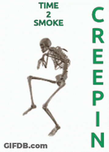 A Poster With A Skeleton That Says Time 2 Smoke GIF