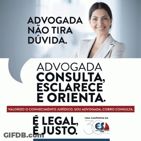 A Poster With A Smiling Woman And The Words " Advocada Não Tira Duvida " On It GIF