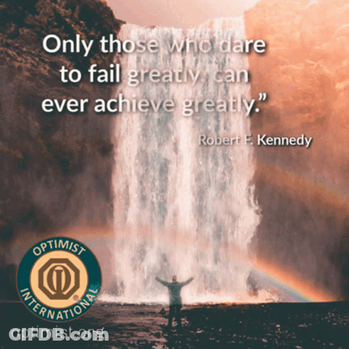 A Poster With A Waterfall And A Quote From Robert F. Kennedy GIF