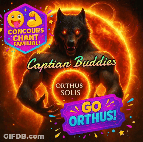 A Poster With A Wolf And The Words Caption Buddies GIF