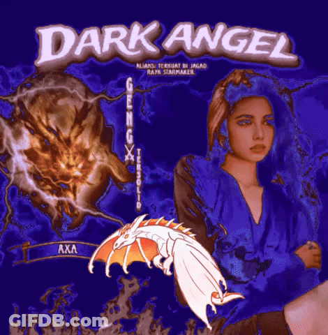 Dark Angel Poster With Woman And Dragon GIF